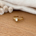 Anillo "Isaline" de acero y nácar-Anillos-Instants Plaisirs • Joyas-Instants Plaisirs | Joyas