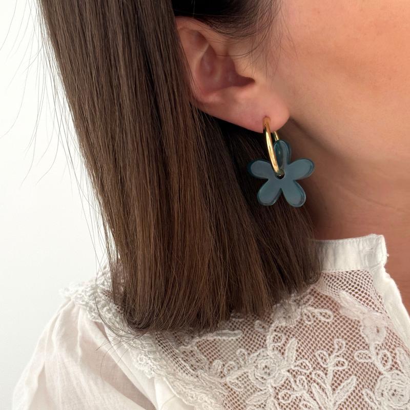 Créoles "Maria" bleu canard acier-Boucles d'oreilles-instants-plaisirs-Instants Plaisirs | Bijoux