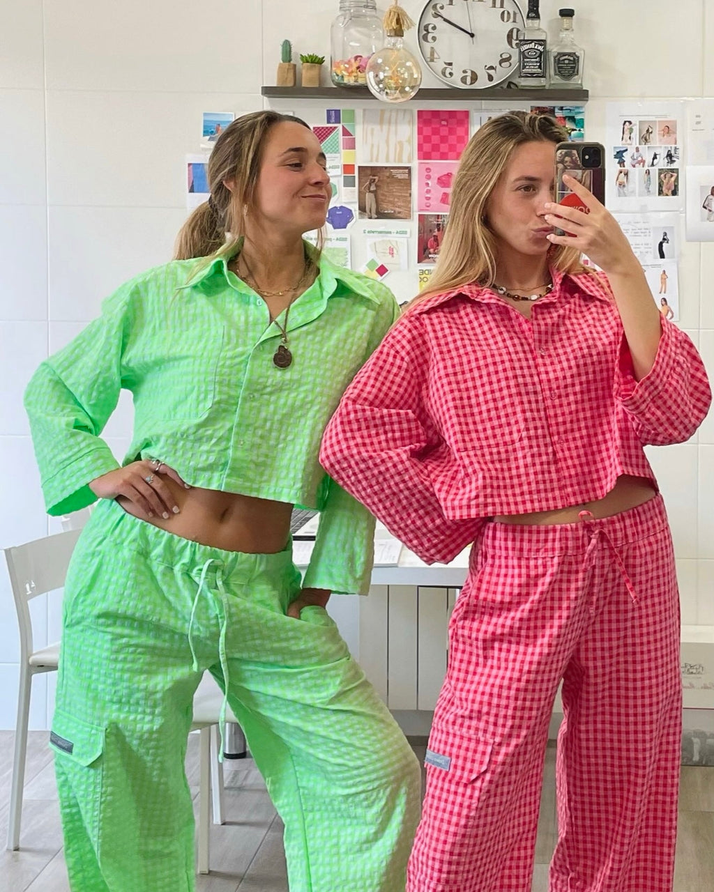 Chemise À Carreaux Vichy - Lime
