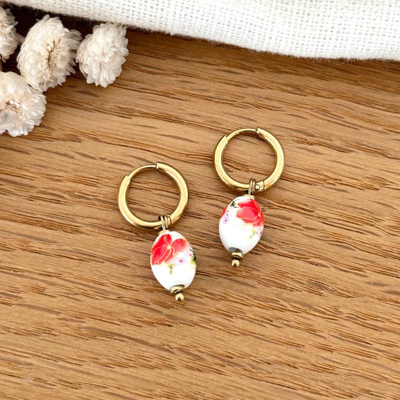 “Blossom” steel hoop earrings-Earrings-instants-plaisirs-Instants Plaisirs | Jewelry