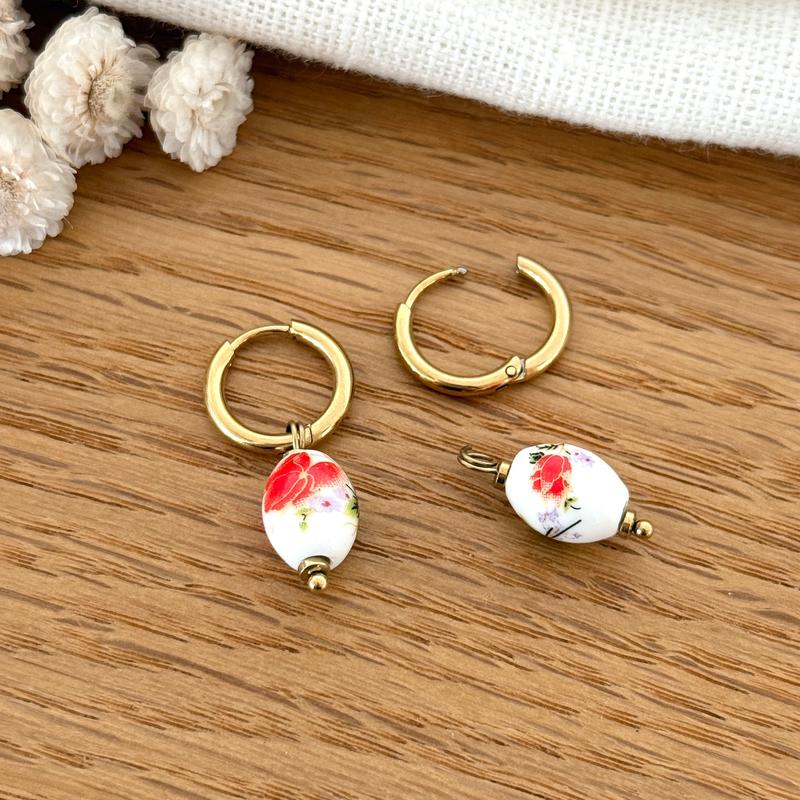 “Blossom” steel hoop earrings-Earrings-instants-plaisirs-Instants Plaisirs | Jewelry