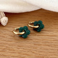“Mini Flora” Hoop Earrings Dark Steel Green