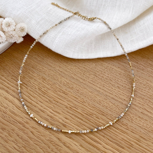 "Wallis" steel jasper necklace-Necklaces-Instants Plaisirs • Jewelry-Instants Plaisirs | Jewelry