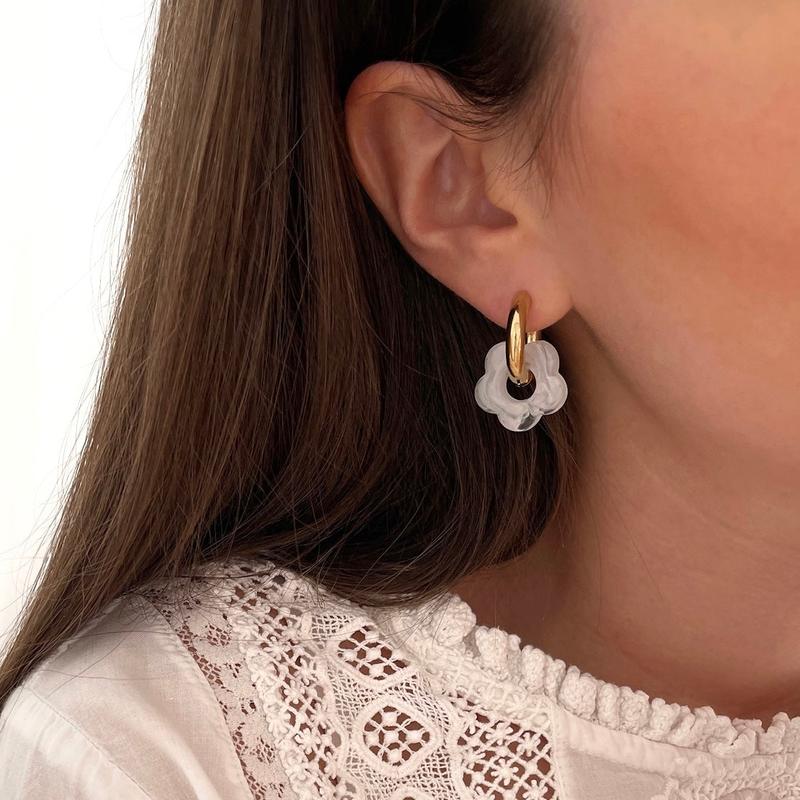 Créoles "Flora" blanc acier-Boucles d'oreilles-instants-plaisirs-Instants Plaisirs | Bijoux