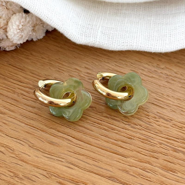 Pendientes aro acero verde oliva “Flora”-Pendientes-instants-plaisirs-Instants Plaisirs | Joyas