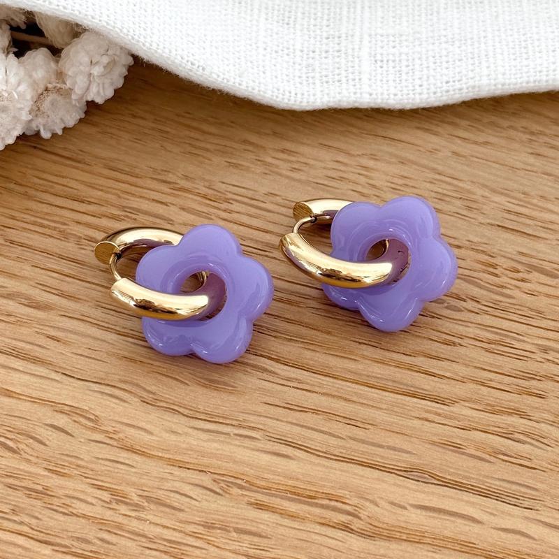Créoles "Flora" lavande acier-Boucles d'oreilles-instants-plaisirs-Instants Plaisirs | Bijoux