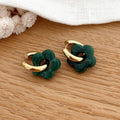 “Flora” dark green steel hoop earrings-Instants-plaisirs-Earrings-Instants Plaisirs | Jewelry
