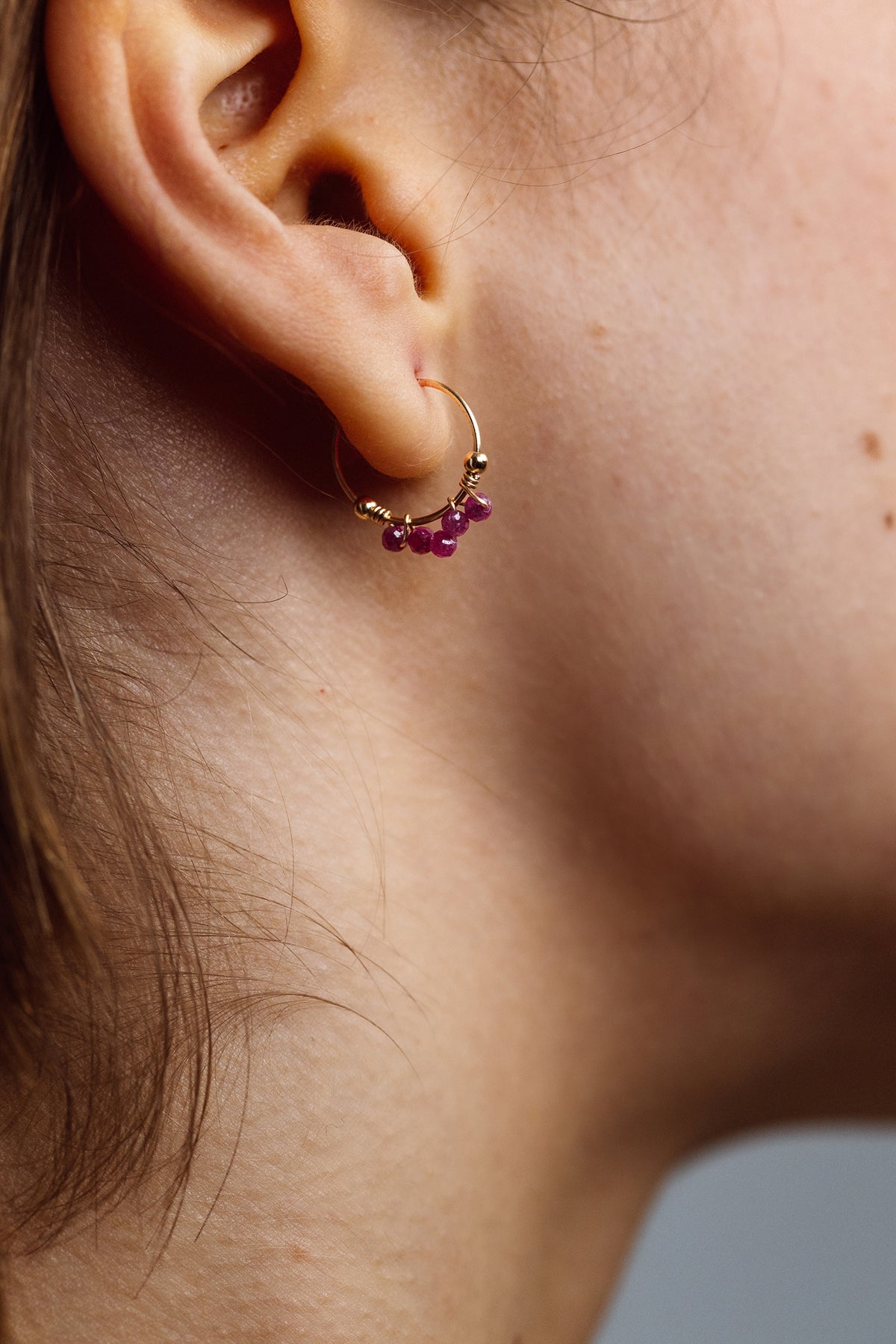 Priya Mini Hoop Earrings - Ruby