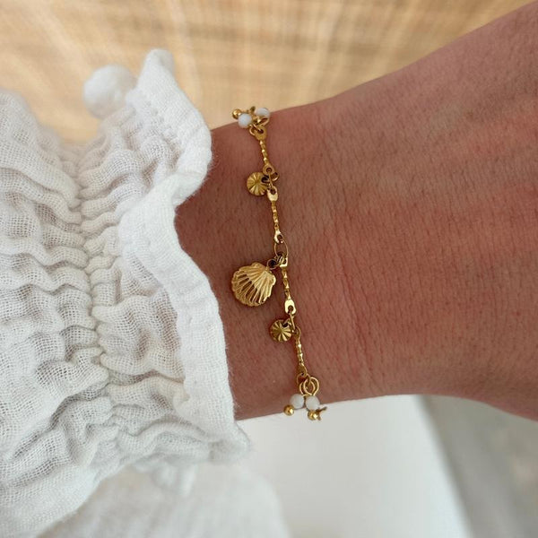 White steel "Shell" bracelet-Bracelet-Instants Plaisirs | Jewelry-Instant Pleasures | Jewelry