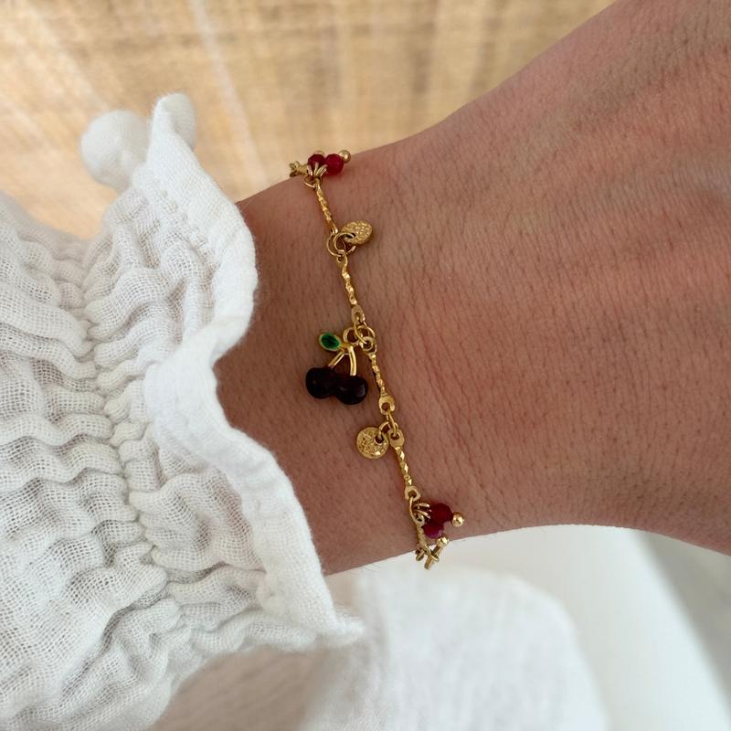 “Cerise” burgundy steel bracelet-Bracelet-Instants Plaisirs | Jewelry-Instant Pleasures | Jewelry