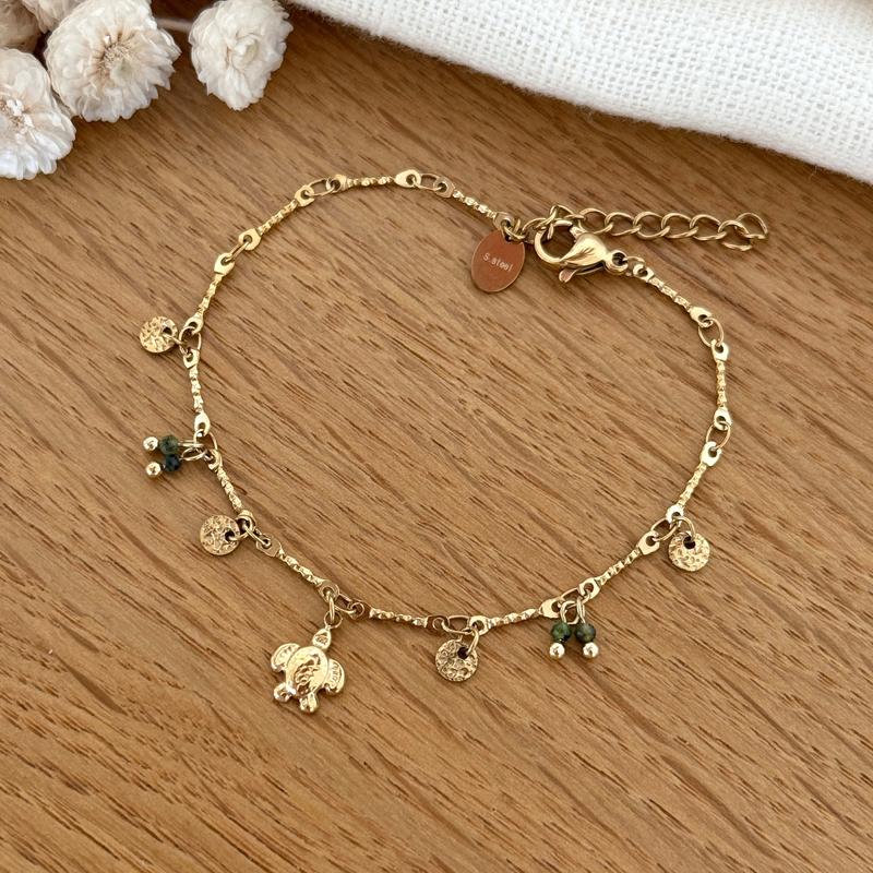 Pulsera “Turtle” acero verde-Pulsera-Instants Plaisirs | Joyas-Placeres instantáneos | Joyas