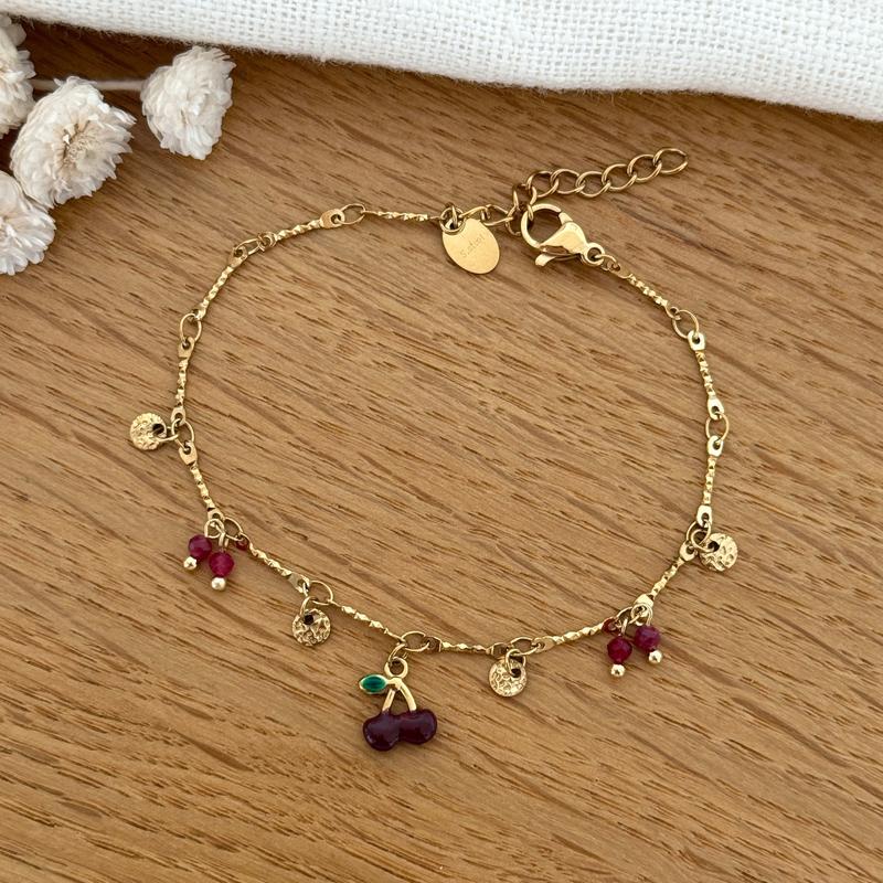 “Cerise” burgundy steel bracelet-Bracelet-Instants Plaisirs | Jewelry-Instant Pleasures | Jewelry