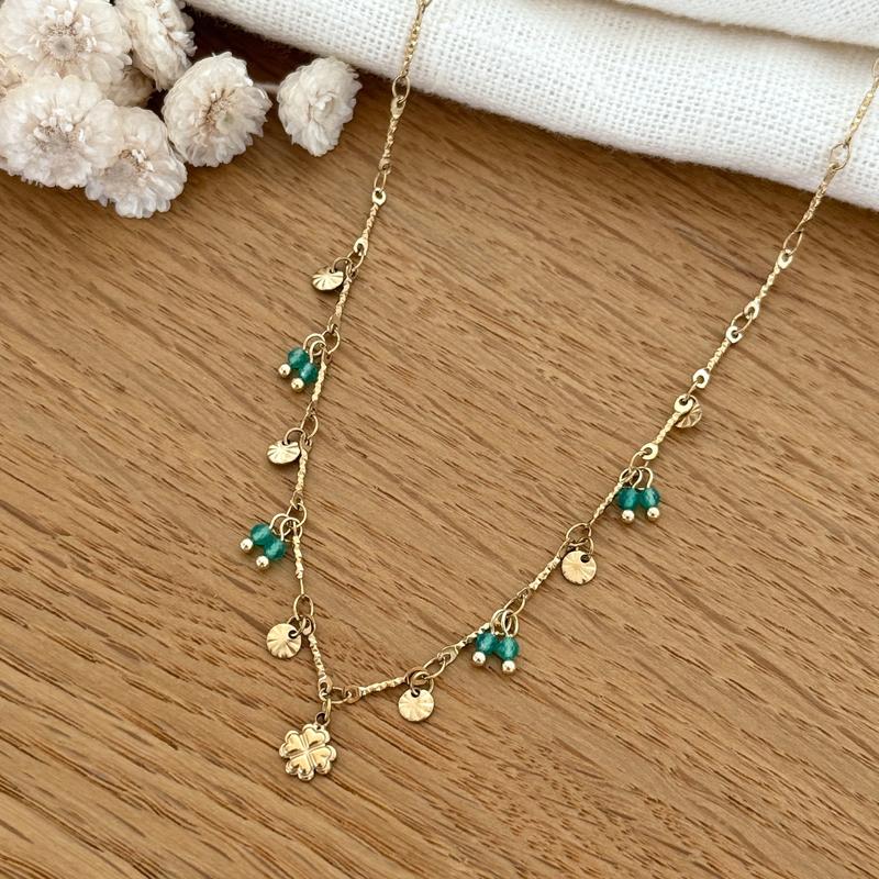 Steel green “Clover” necklace-Necklaces-Instants Plaisirs • Jewelry-Instants Plaisirs | Jewelry