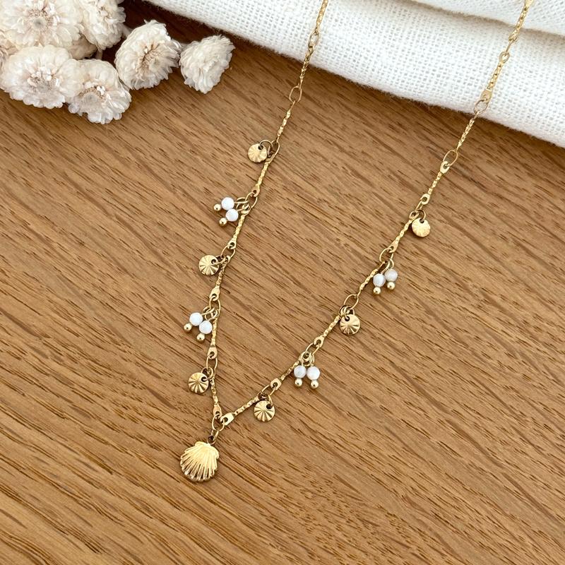 Steel white “Shell” necklace-Necklaces-Instants Plaisirs • Jewelry-Instants Plaisirs | Jewelry
