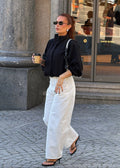 Jean Ava Mid-Waist Barrel - White