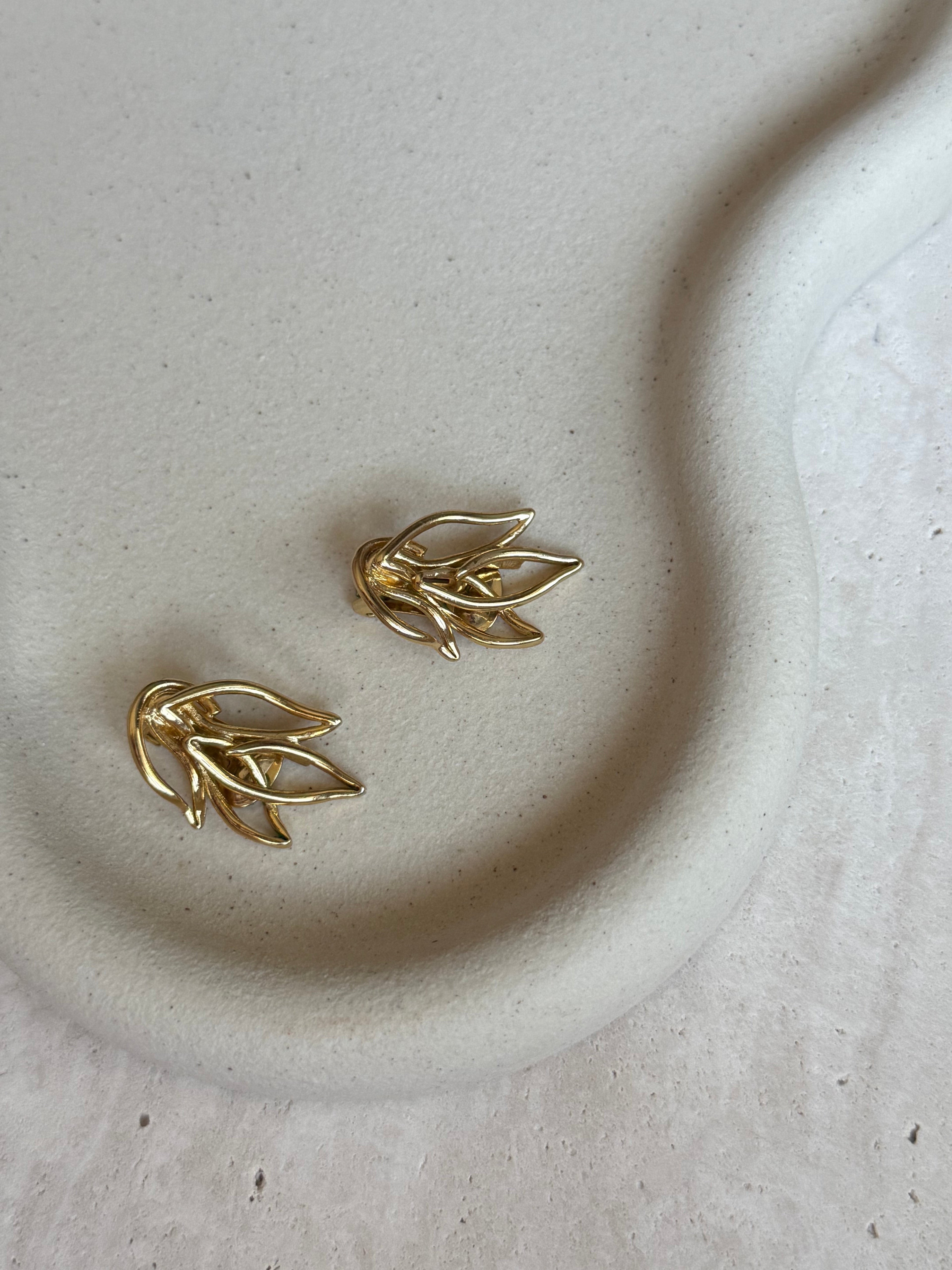 Vintage Orena Gold-Tone Leaf Earrings
