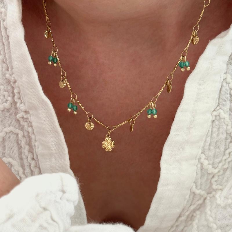 Steel green “Clover” necklace-Necklaces-Instants Plaisirs • Jewelry-Instants Plaisirs | Jewelry