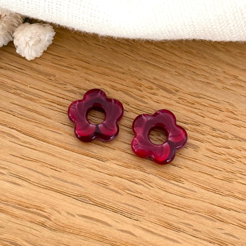 “Mini Flora” flores de acetato-Pendientes-placeres-instants-Cerise-Instants Plaisirs | Joyería