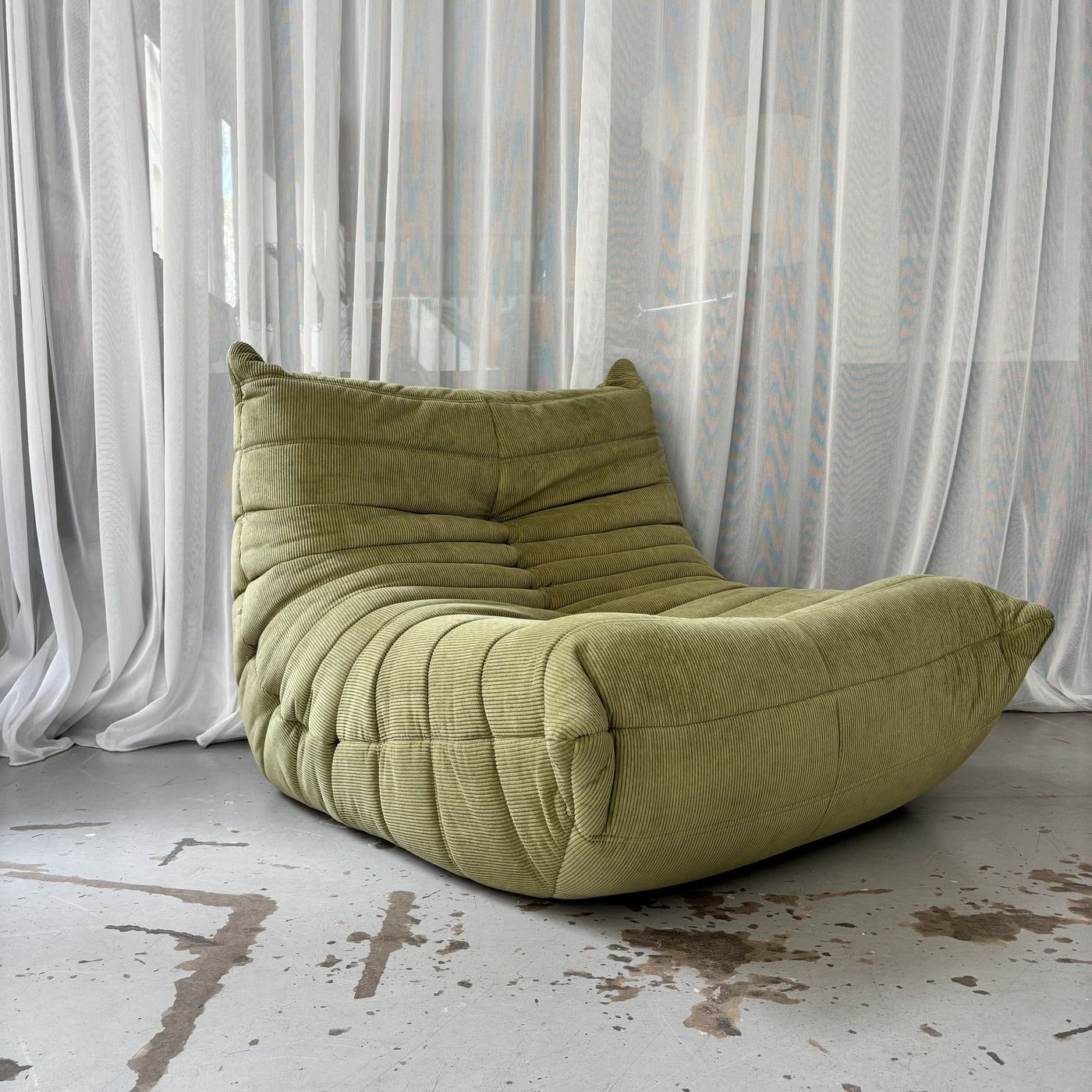 Green Corduroy Velvet Togo Lounge Chair