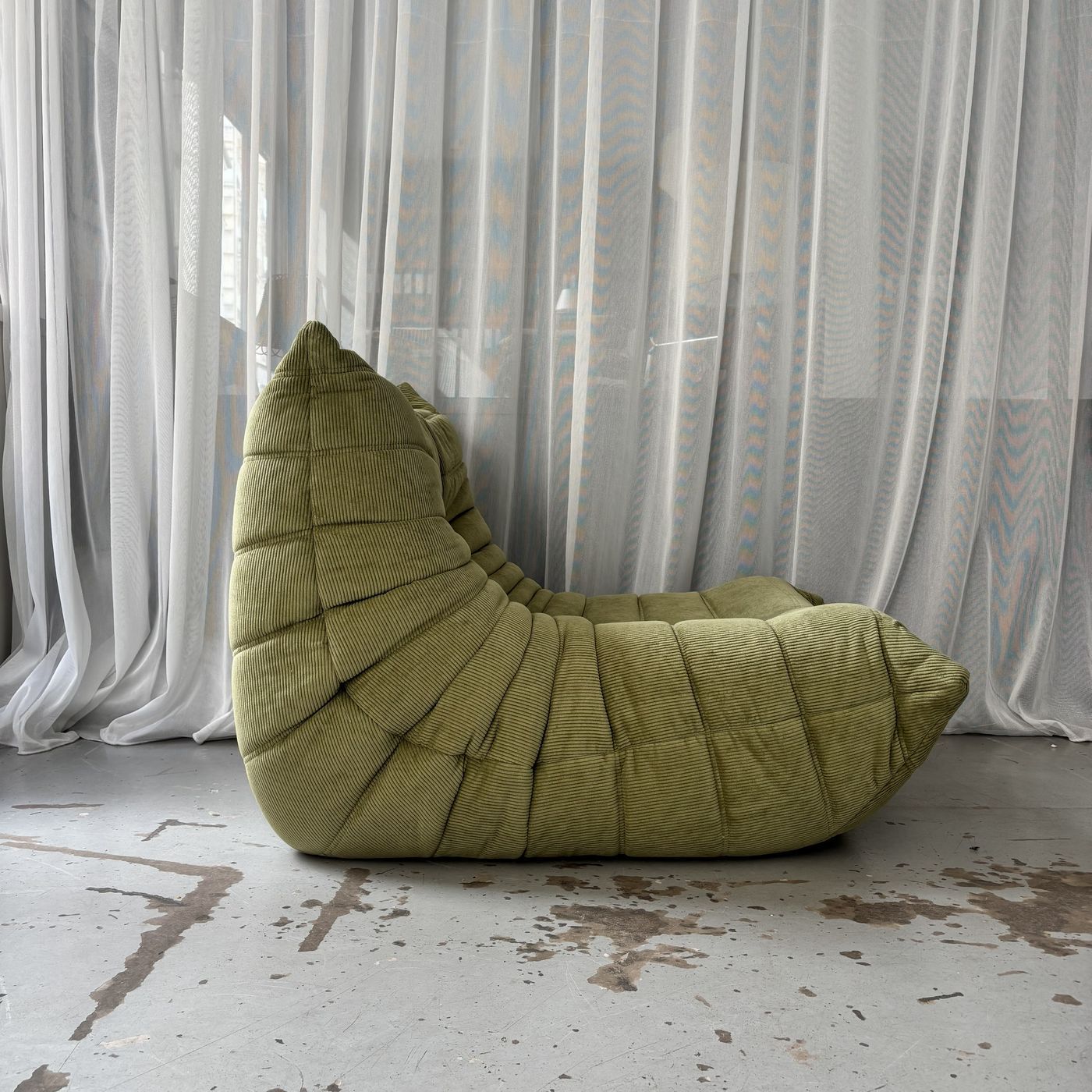 Green Corduroy Velvet Togo Lounge Chair