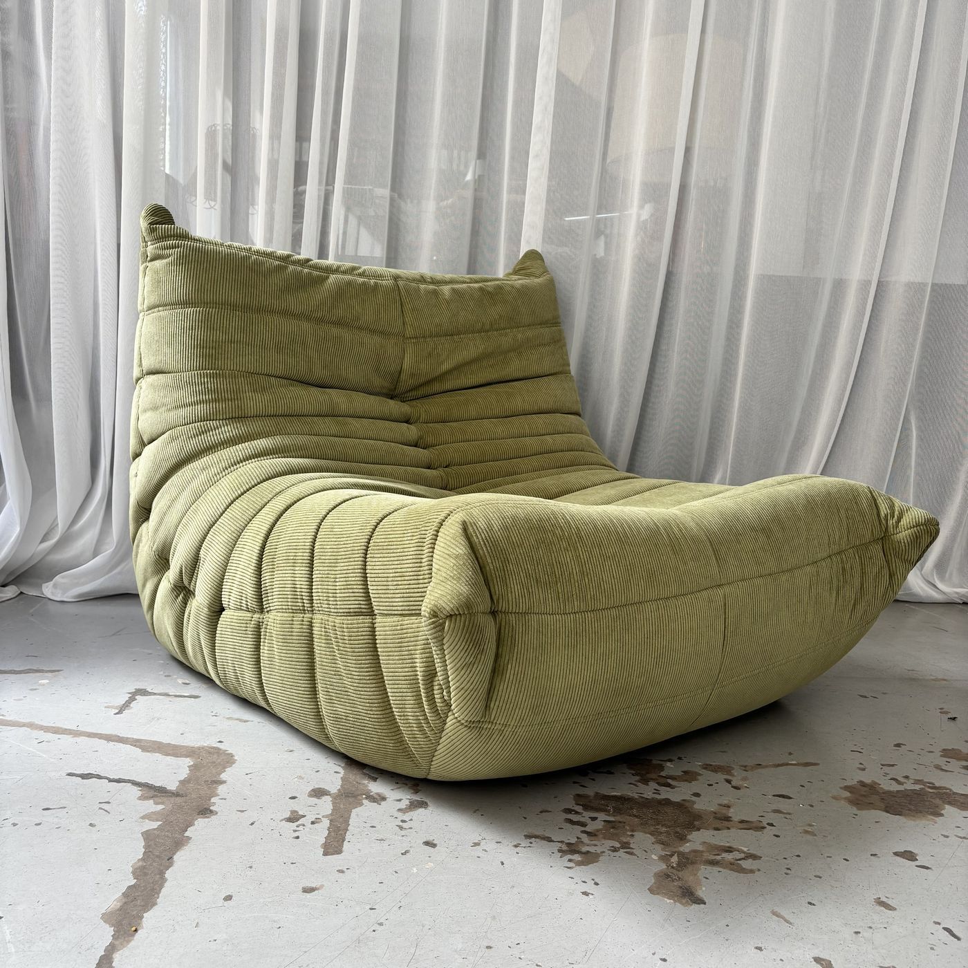 Green Corduroy Velvet Togo Lounge Chair
