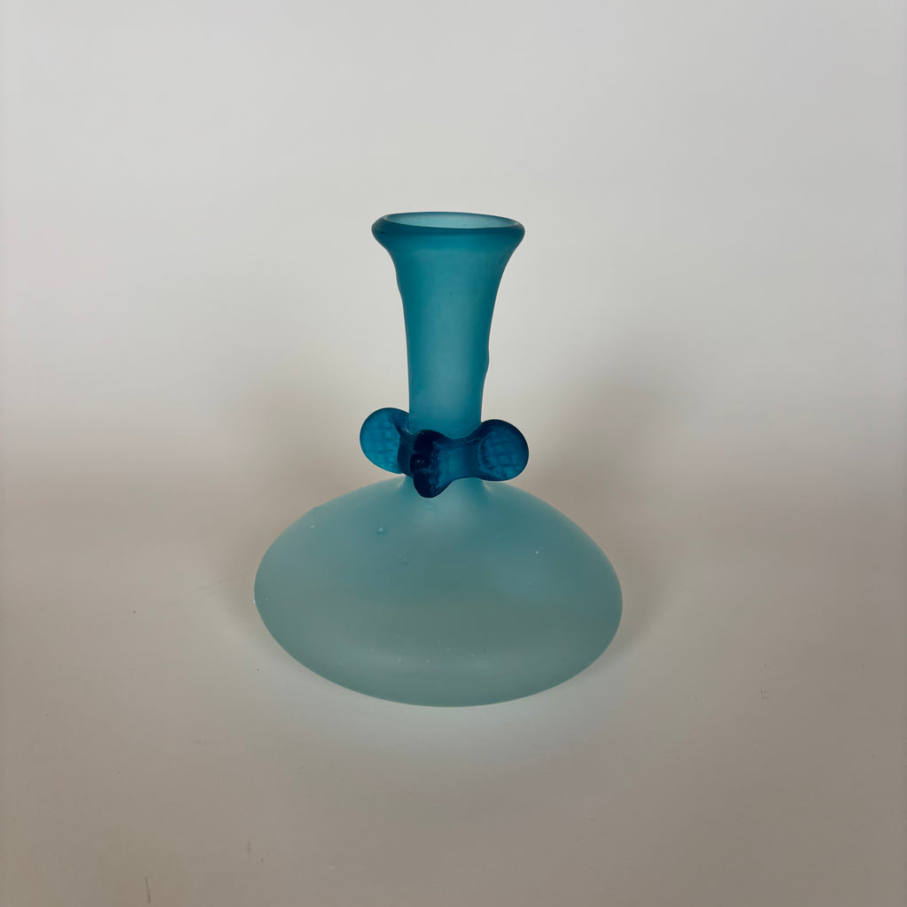 Vase En Pate De Verre Bleu