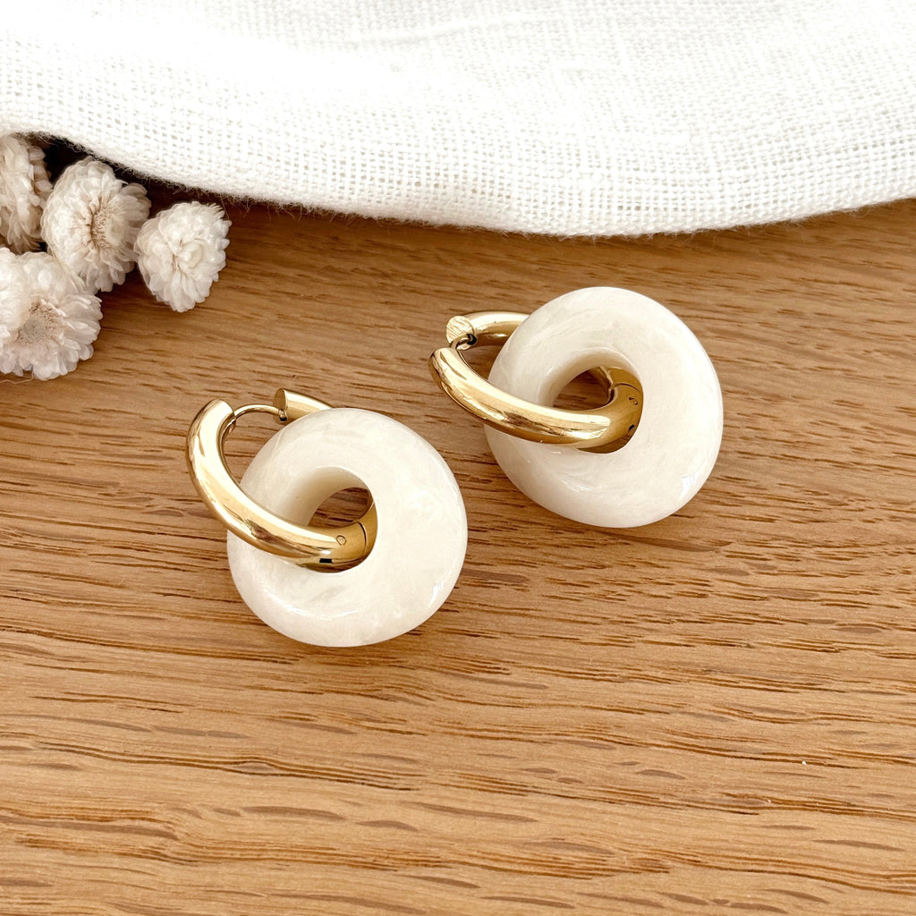 Pendientes Aros “Luisa” Acero Blanco
