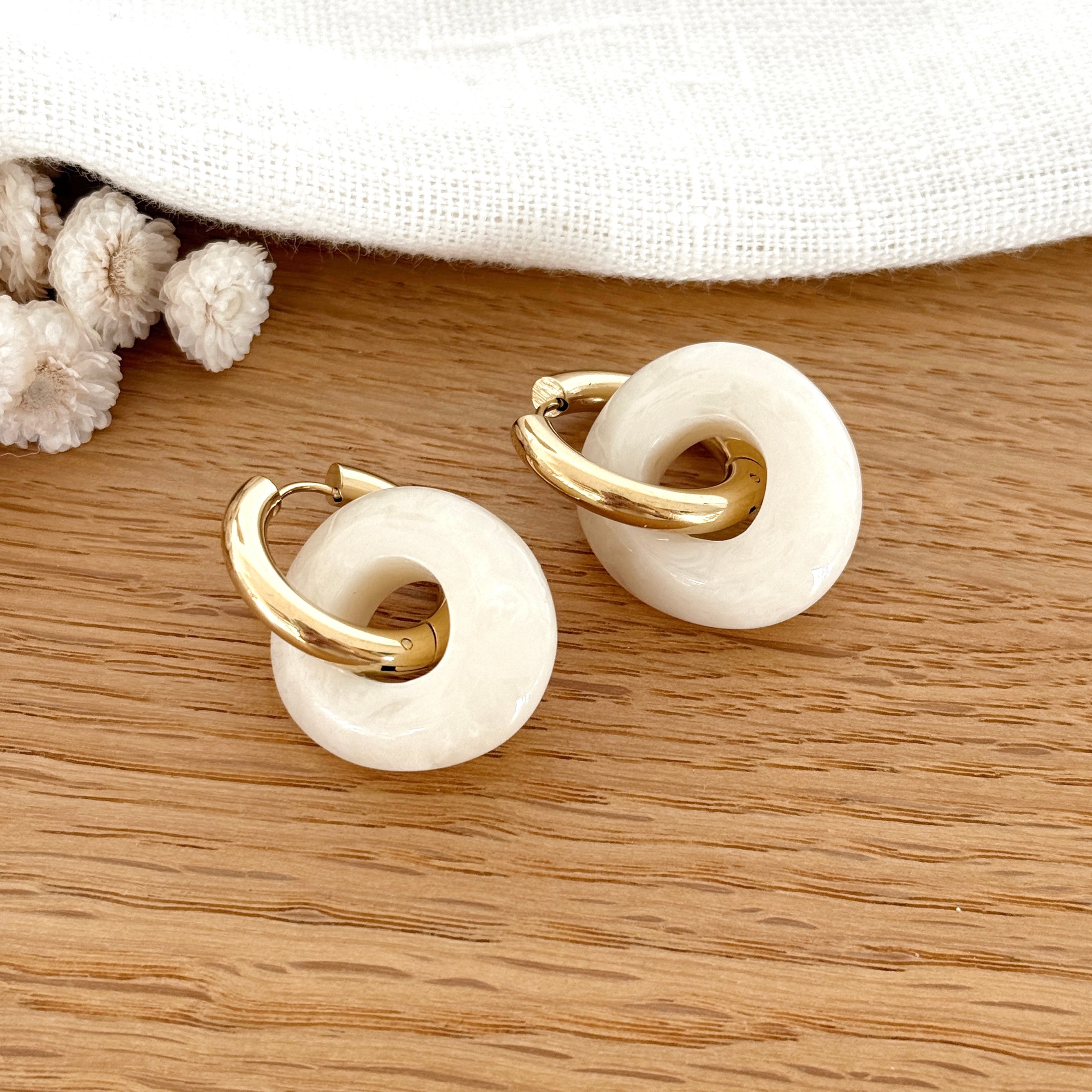 Pendientes Aros “Luisa” Acero Blanco