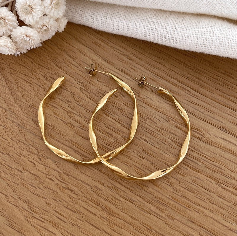 “Alaia” steel hoop earrings-Earrings-instants-plaisirs-Instants Plaisirs | Jewelry