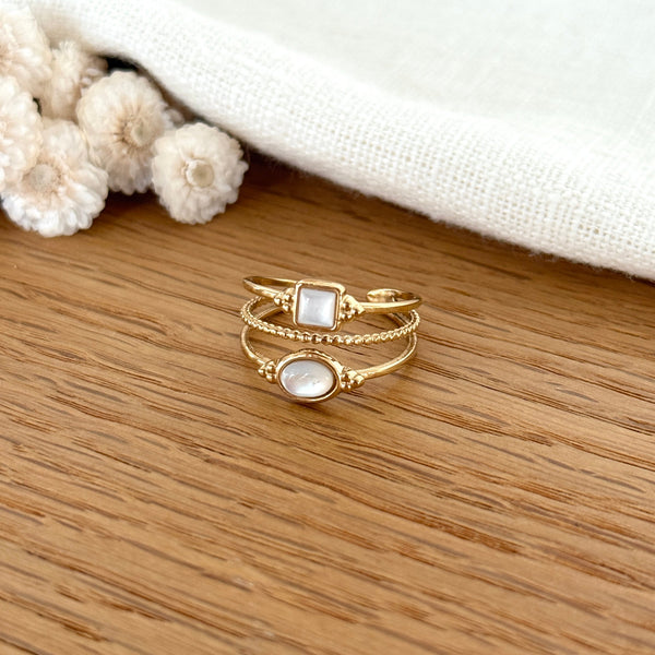 “Amara” Mother-of-Pearl Steel Ring