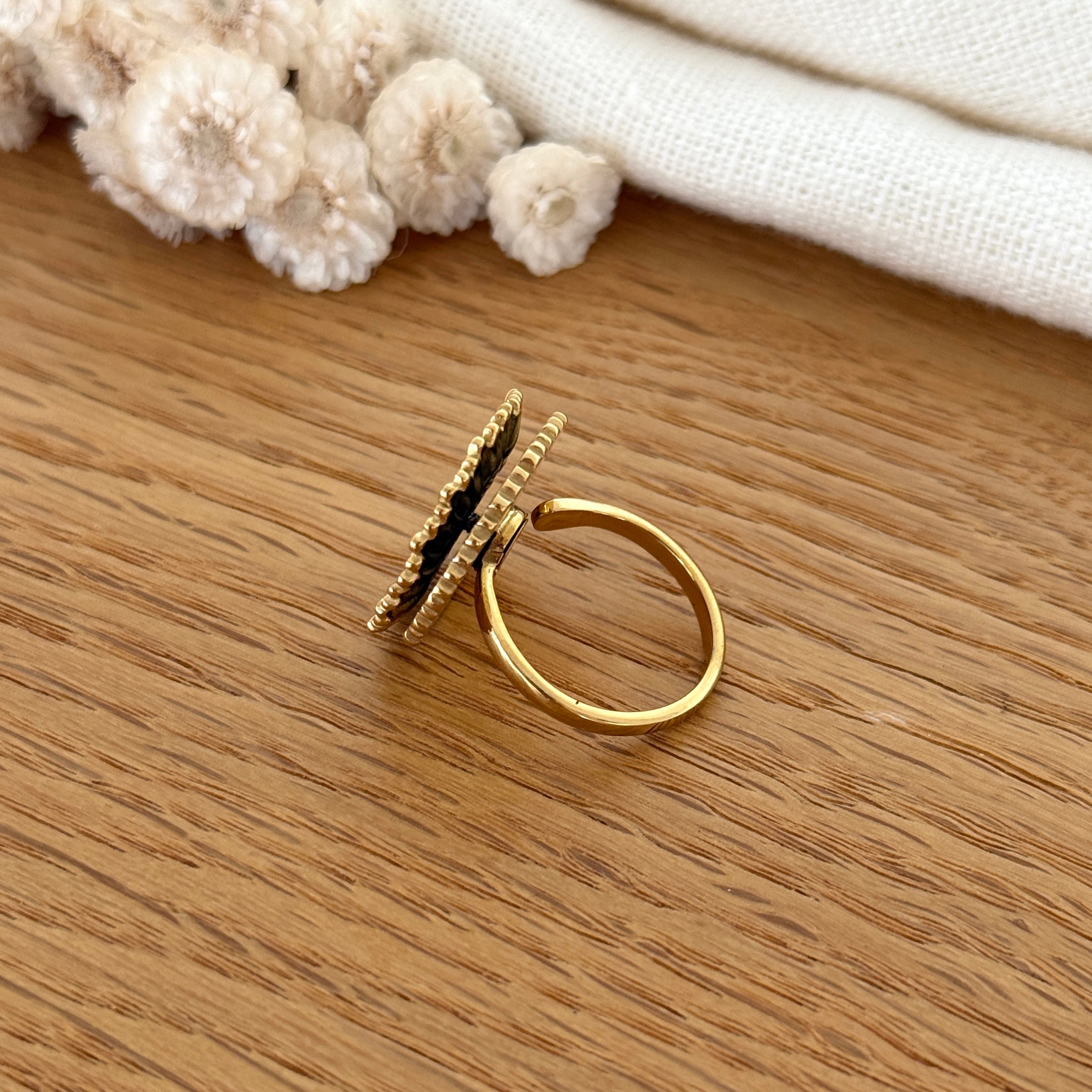 Anillo de acero “Girasol”