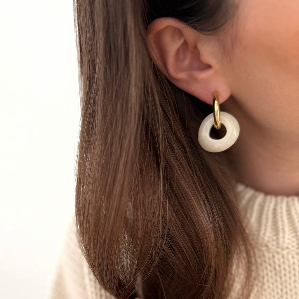Pendientes Aros “Luisa” Acero Blanco
