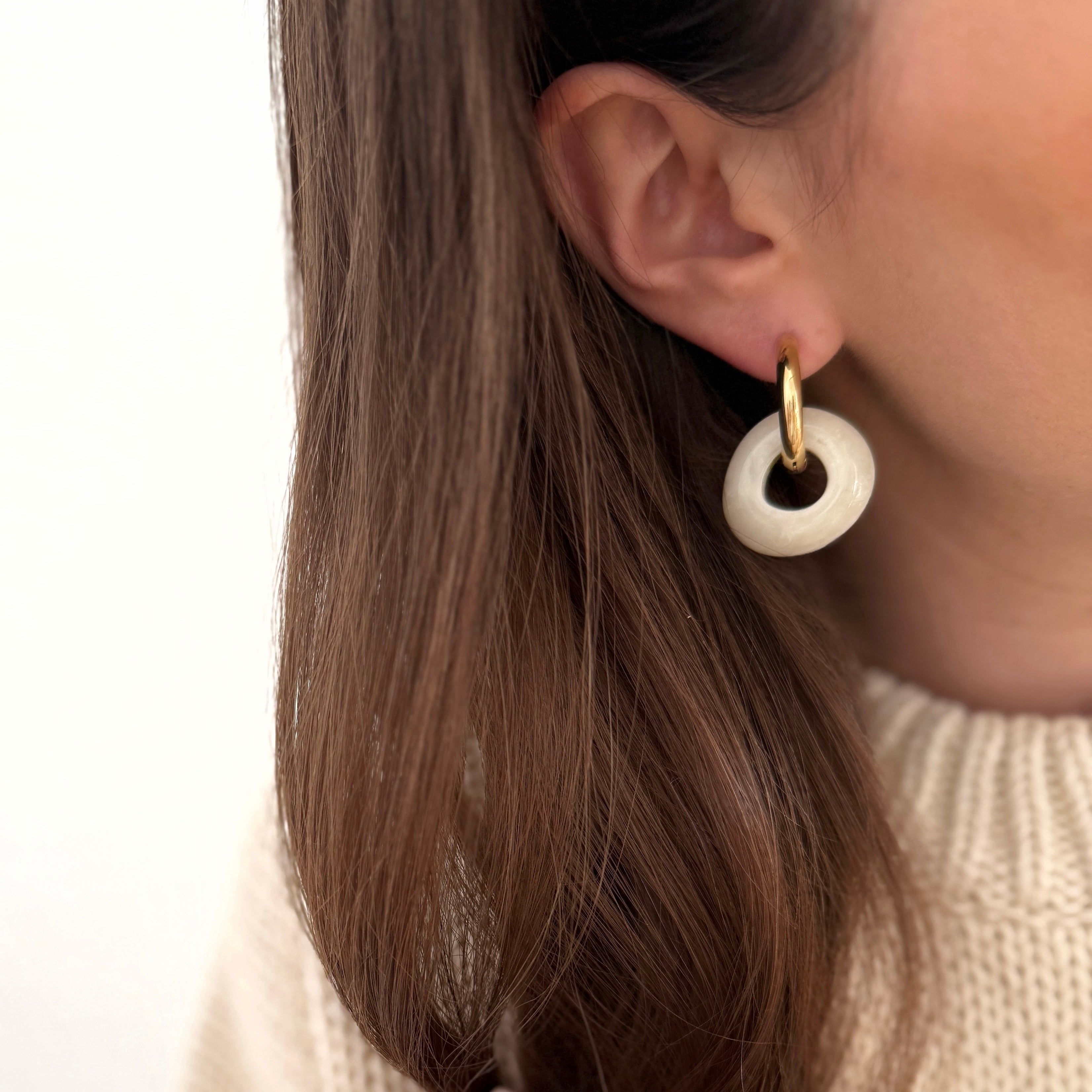 Pendientes Aros “Luisa” Acero Blanco