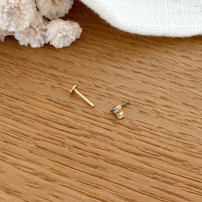 Piercing Oreille "Leonie" Plaqué Or