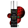 Garancia Immortal Express Shot MG6P energizing serum, a 15-day anti-aging shock treatment with the MG6P and Sang Dragon molecule, presented on a red textured background.