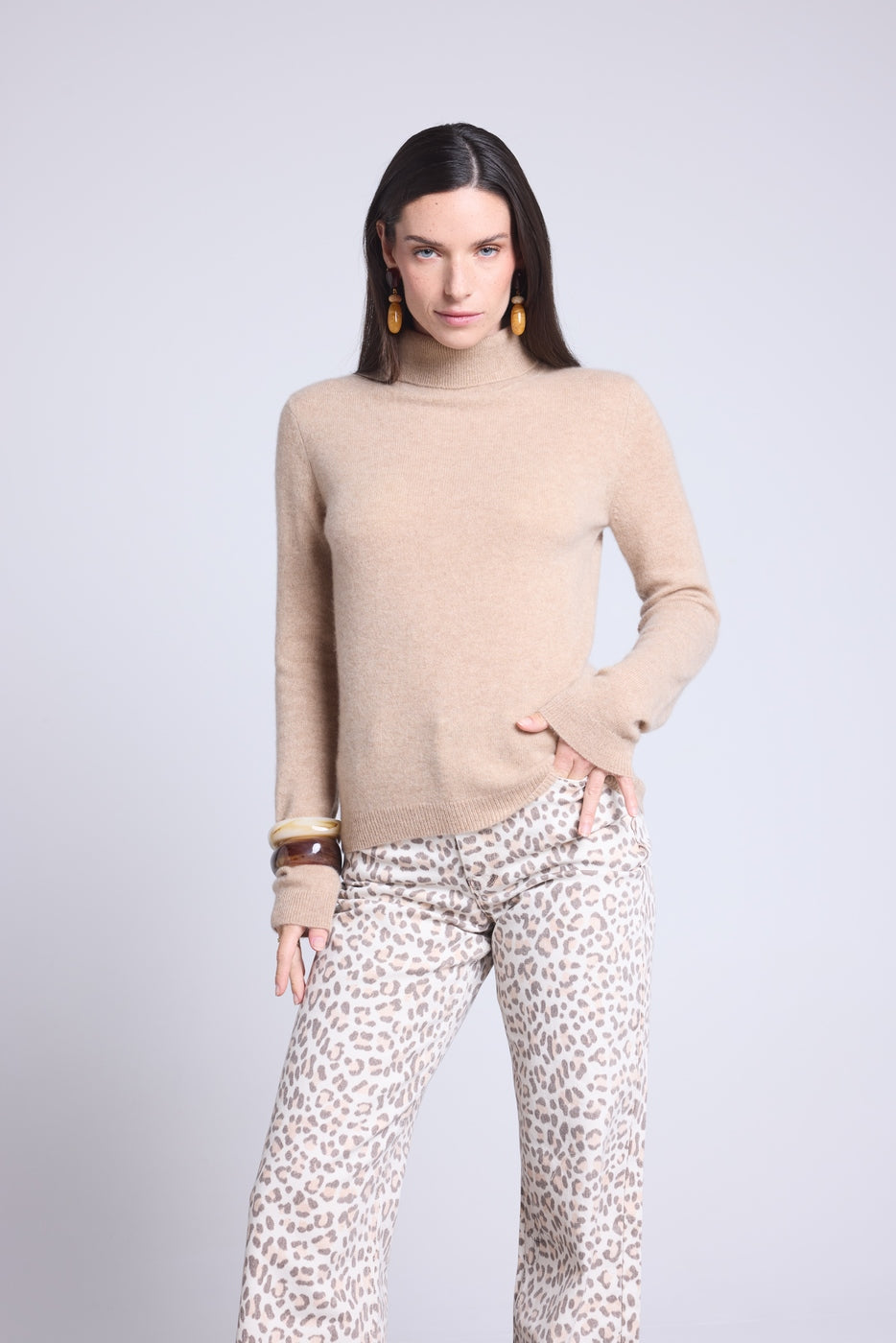 Maglione Collo Alto Iris - Beige Crema - Donna - 100% Cashmere