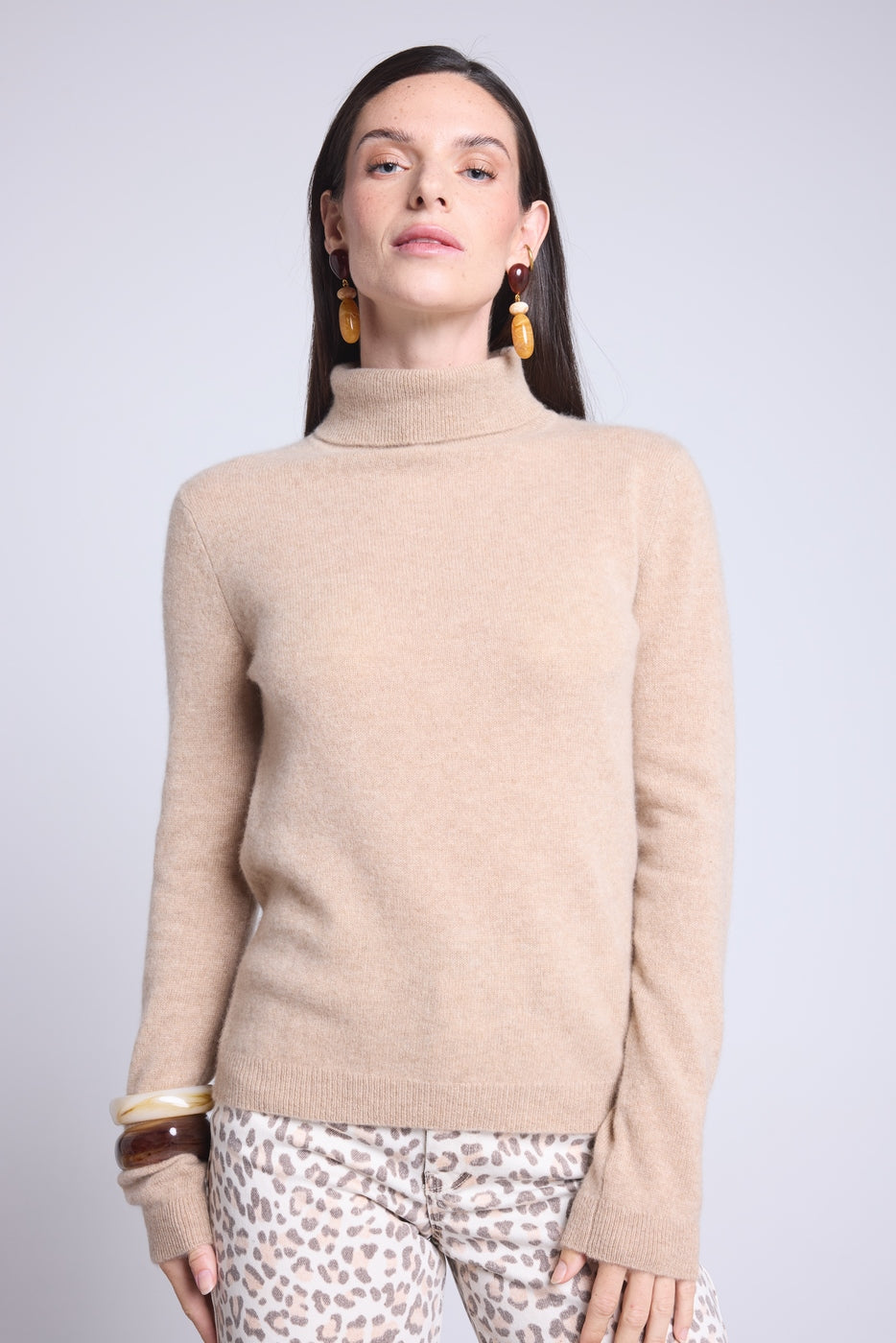 Maglione Collo Alto Iris - Beige Crema - Donna - 100% Cashmere