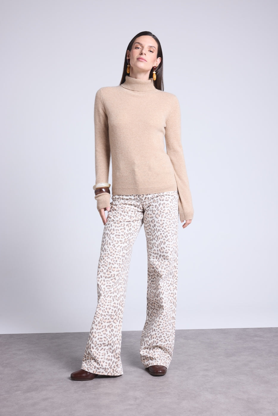 Maglione Collo Alto Iris - Beige Crema - Donna - 100% Cashmere