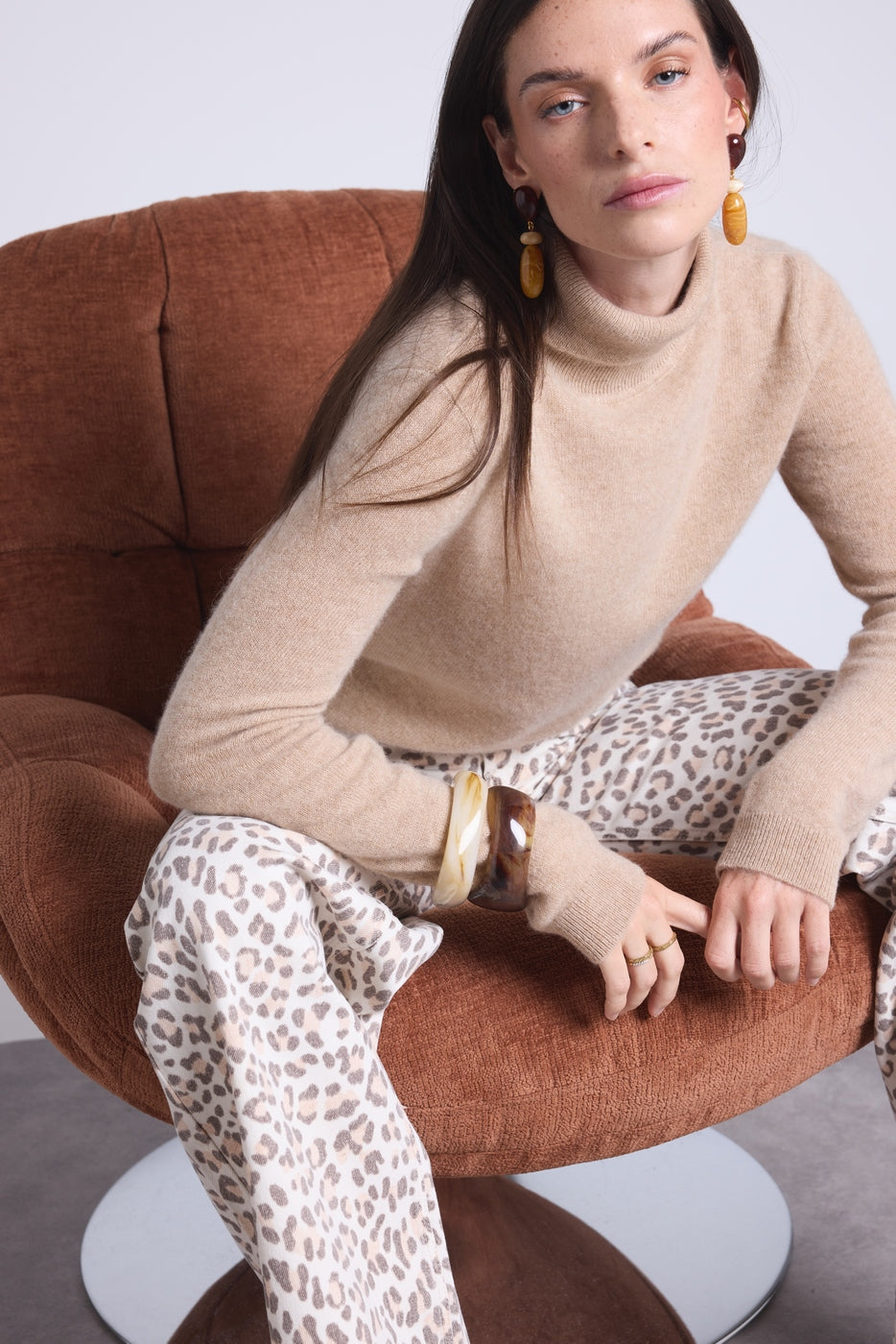 Maglione Collo Alto Iris - Beige Crema - Donna - 100% Cashmere