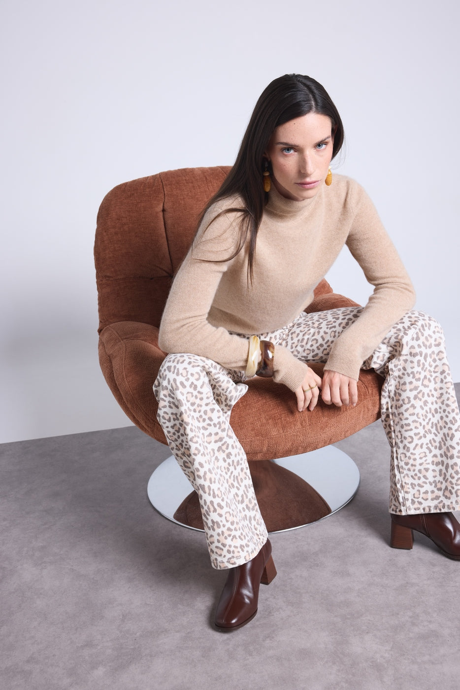 Maglione Collo Alto Iris - Beige Crema - Donna - 100% Cashmere
