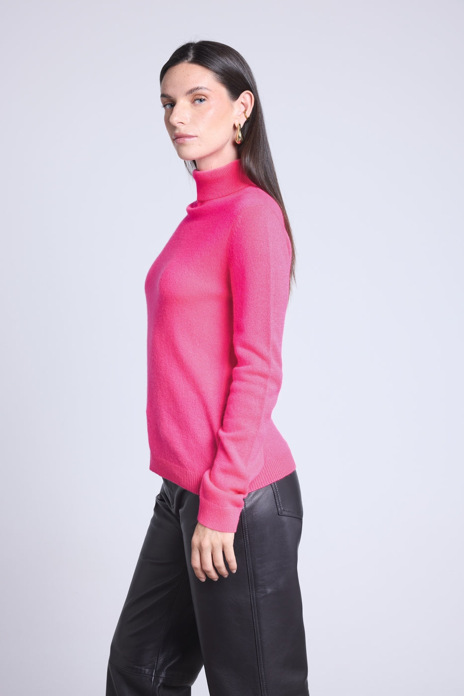 Iris Roll-Neck Jumper - Neon Pink - Women