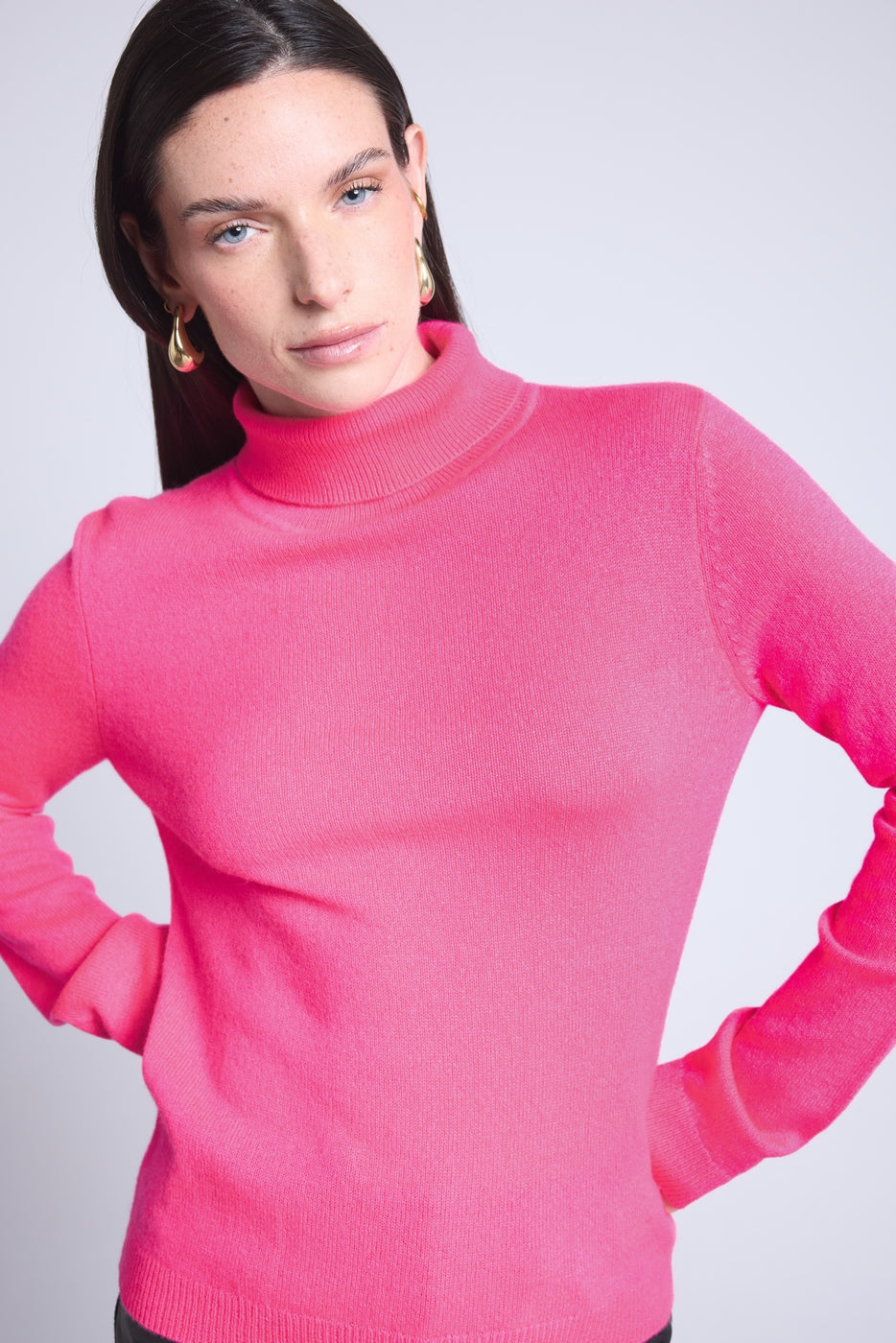 Iris Roll-Neck Jumper - Neon Pink - Women