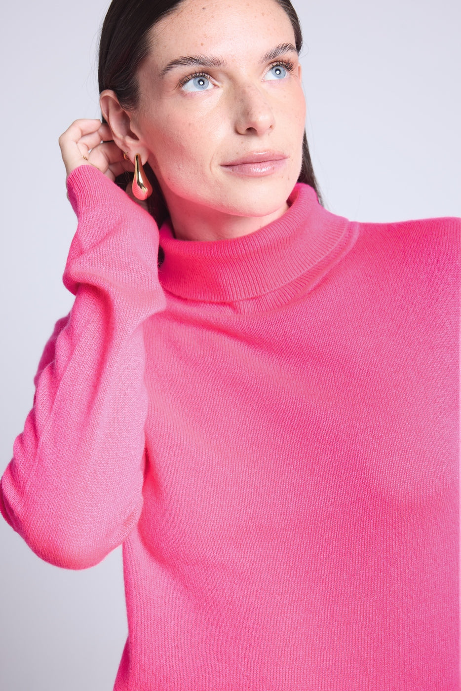 Iris Roll-Neck Jumper - Neon Pink - Women