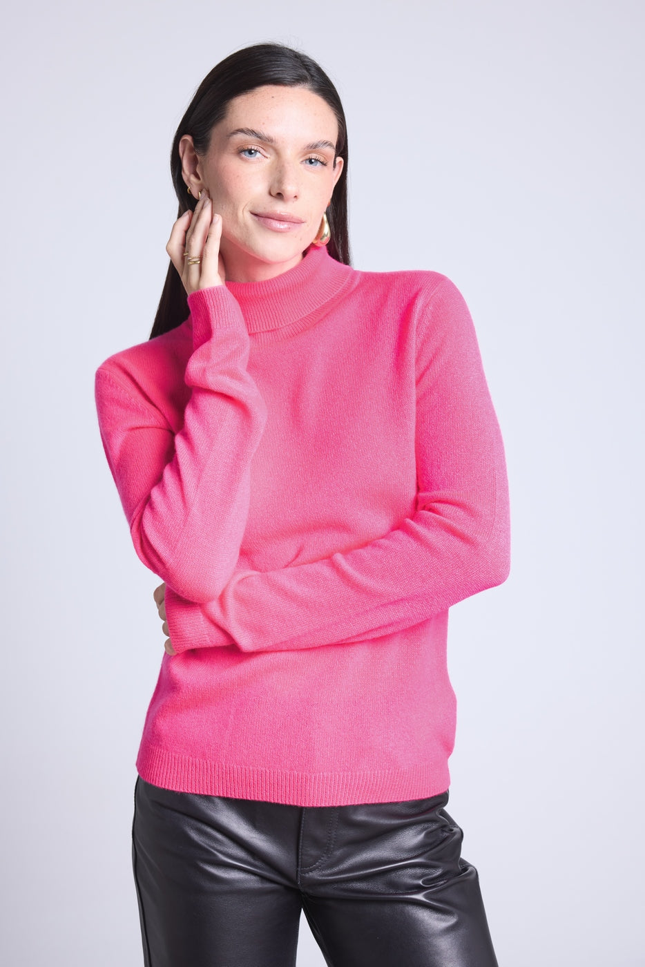 Iris Roll-Neck Jumper - Neon Pink - Women