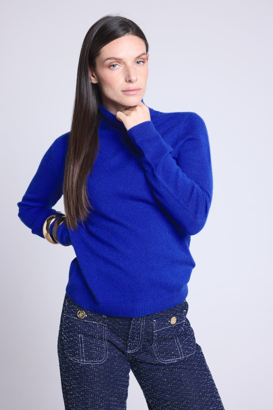Pull Col Roule Iris - Bleu Roi - Femme - 100% Cachemire