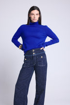 Pull Col Roule Iris - Bleu Roi - Femme - 100% Cachemire