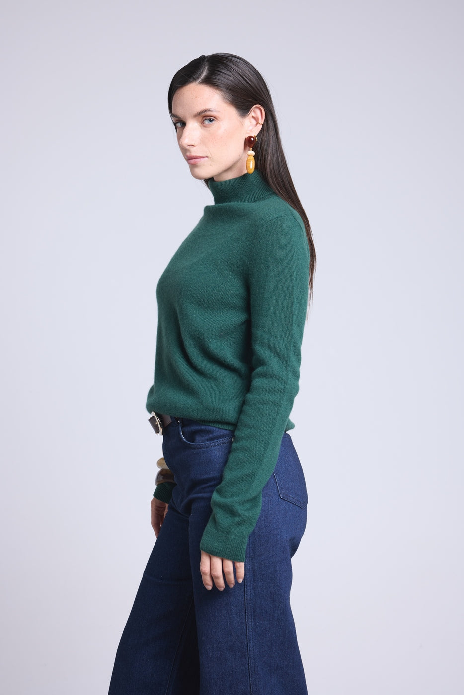 Golf Iris – Butelkowa zieleń – Damski – 100% kaszmir