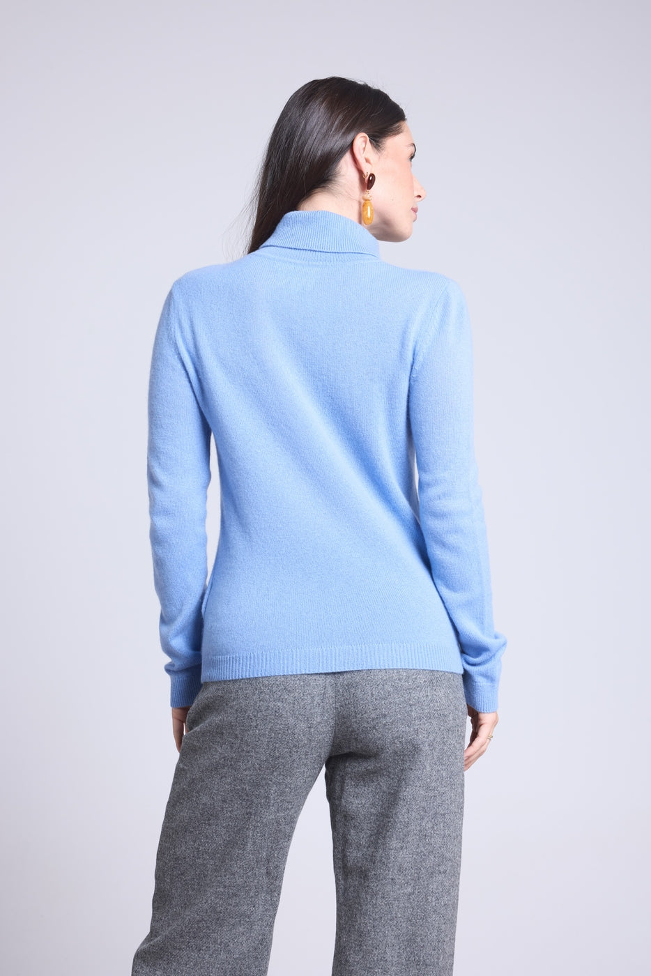 Maglione Collo Alto Iris - Celeste - Donna - 100% Cashmere