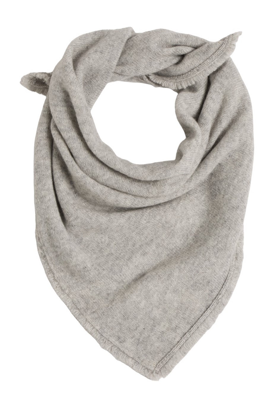 Echarpe Carrée Franges Unisexe Irma En Cachemire - Gris Clair - Femme