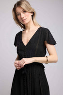 Vestido largo de manga corta - Negro